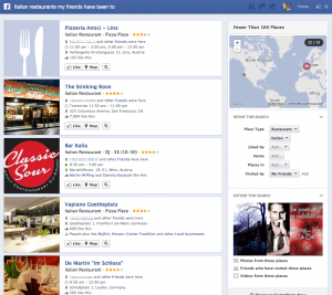 Facebook Graph Search nach Restaurants
