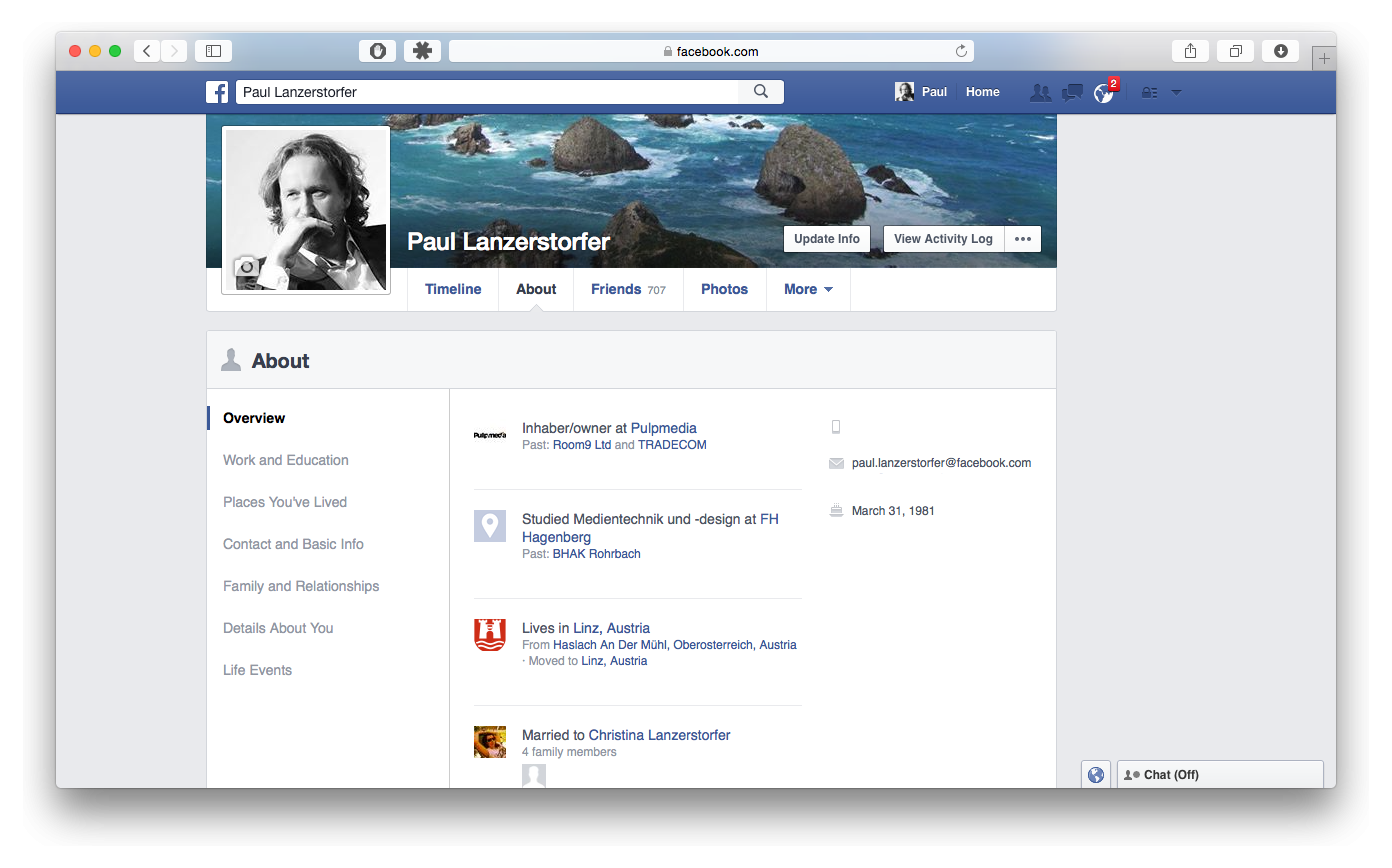 Mein Facebook Profil ist quasi ein offenes Buch
